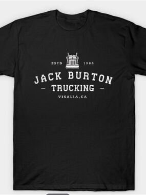 Gildan Black Tee with White 'Jack Burton Trucking' Logo